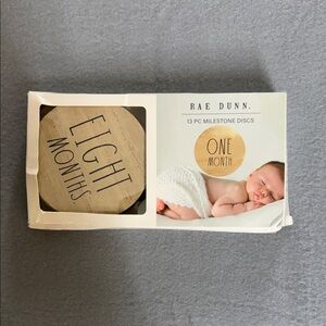 Rae Dunn Wooden Milestone Discs Set - Natural and Black